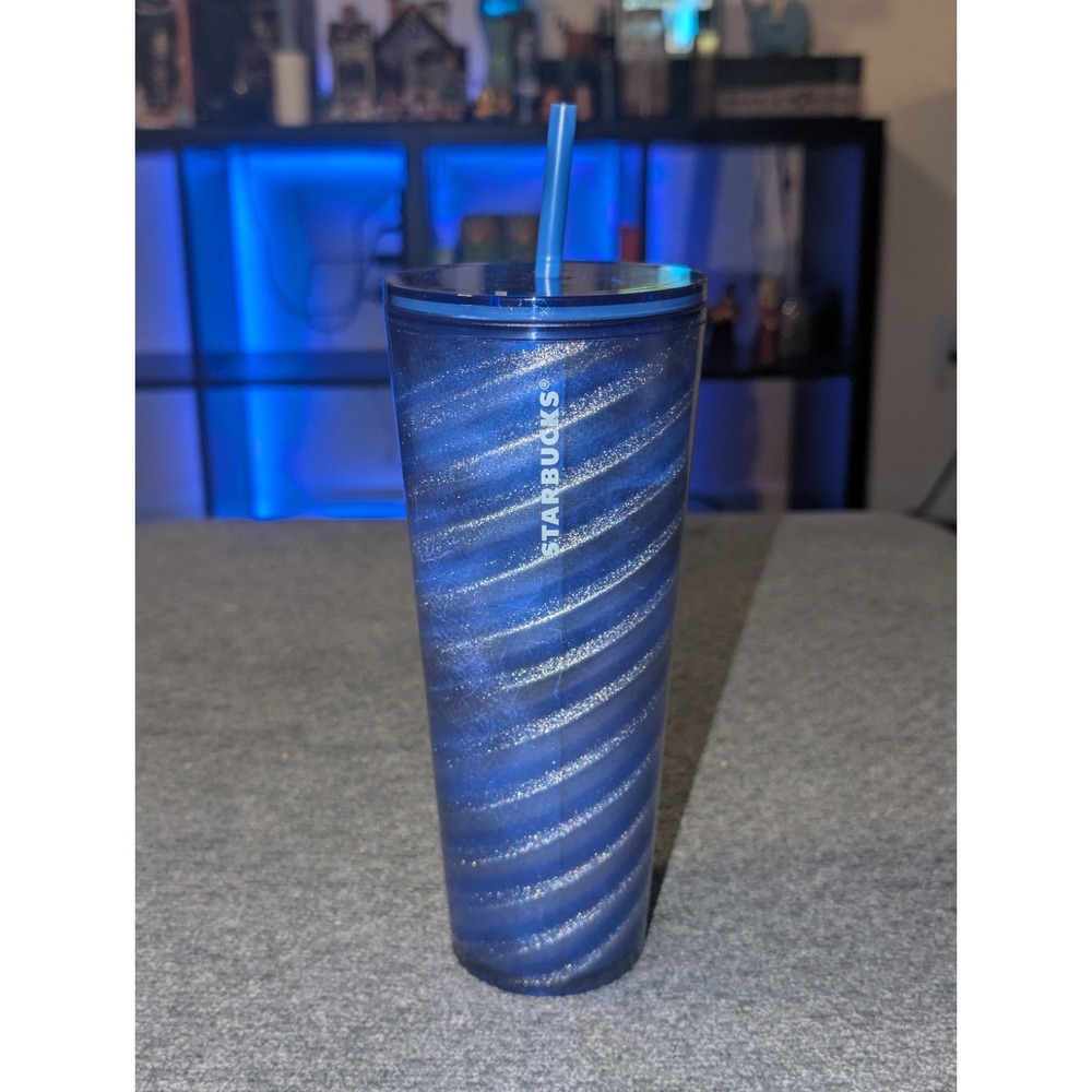 Starbucks 2023 Holiday Blue & Silver Sparkle Swirl Venti Tumbler 24oz